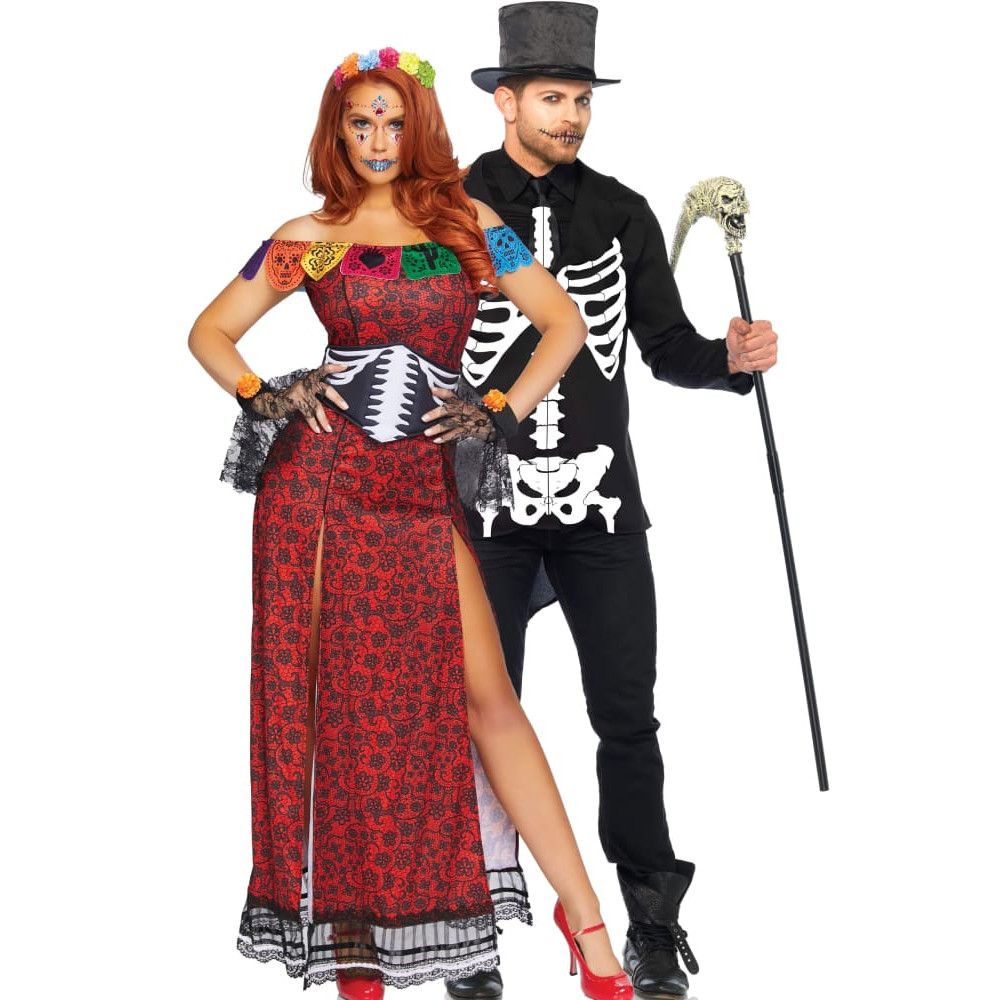 Костюм красавицы скелета Leg Avenue Deluxe Skeleton, S/M, 5 предметов, разноцветный, фото №4 — секс шоп Украина, NO TABOO