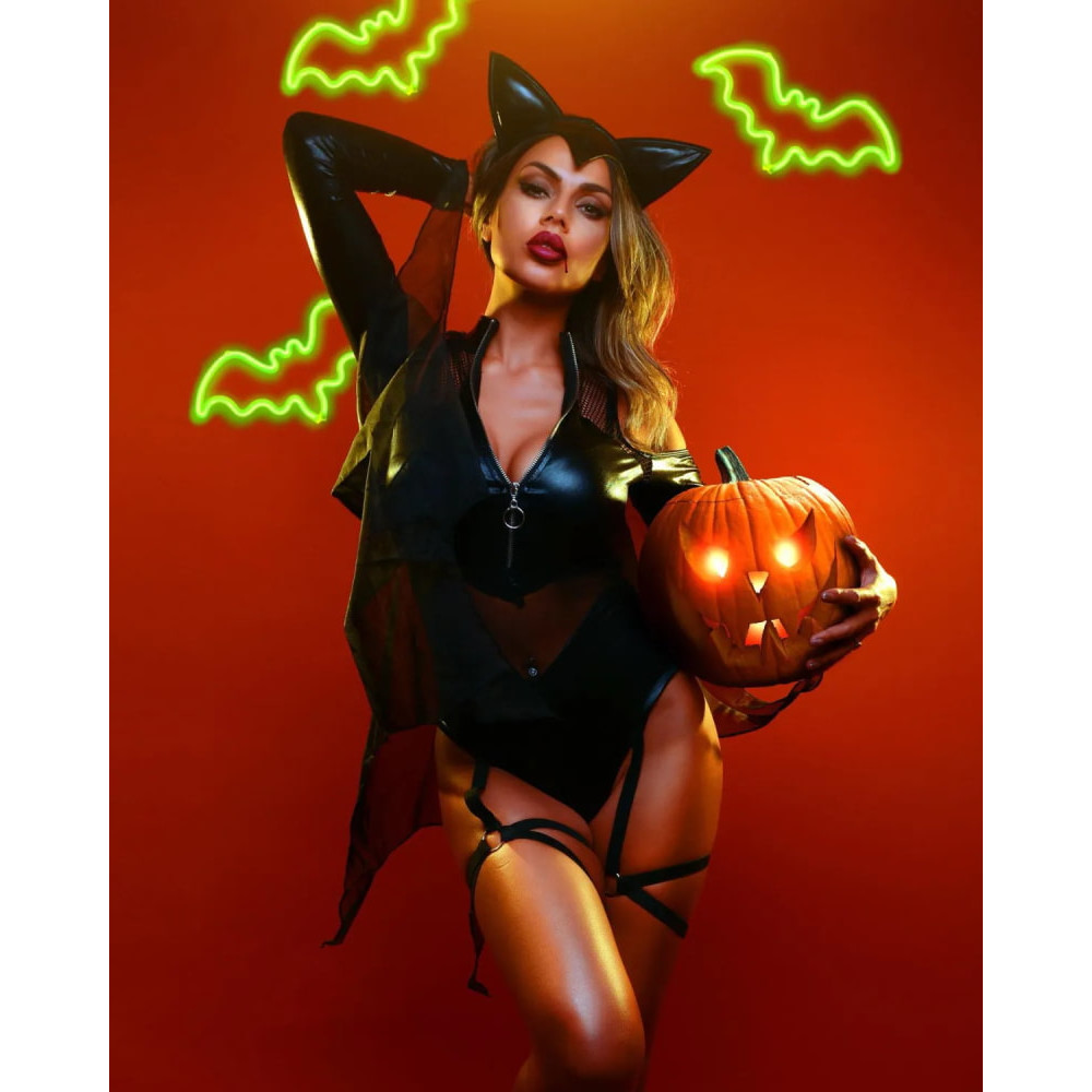 Сексуальный костюм летучей мыши Leg Avenue Midnight Bat, S, 2 предмета, черный, фото №7 — секс шоп Украина, NO TABOO