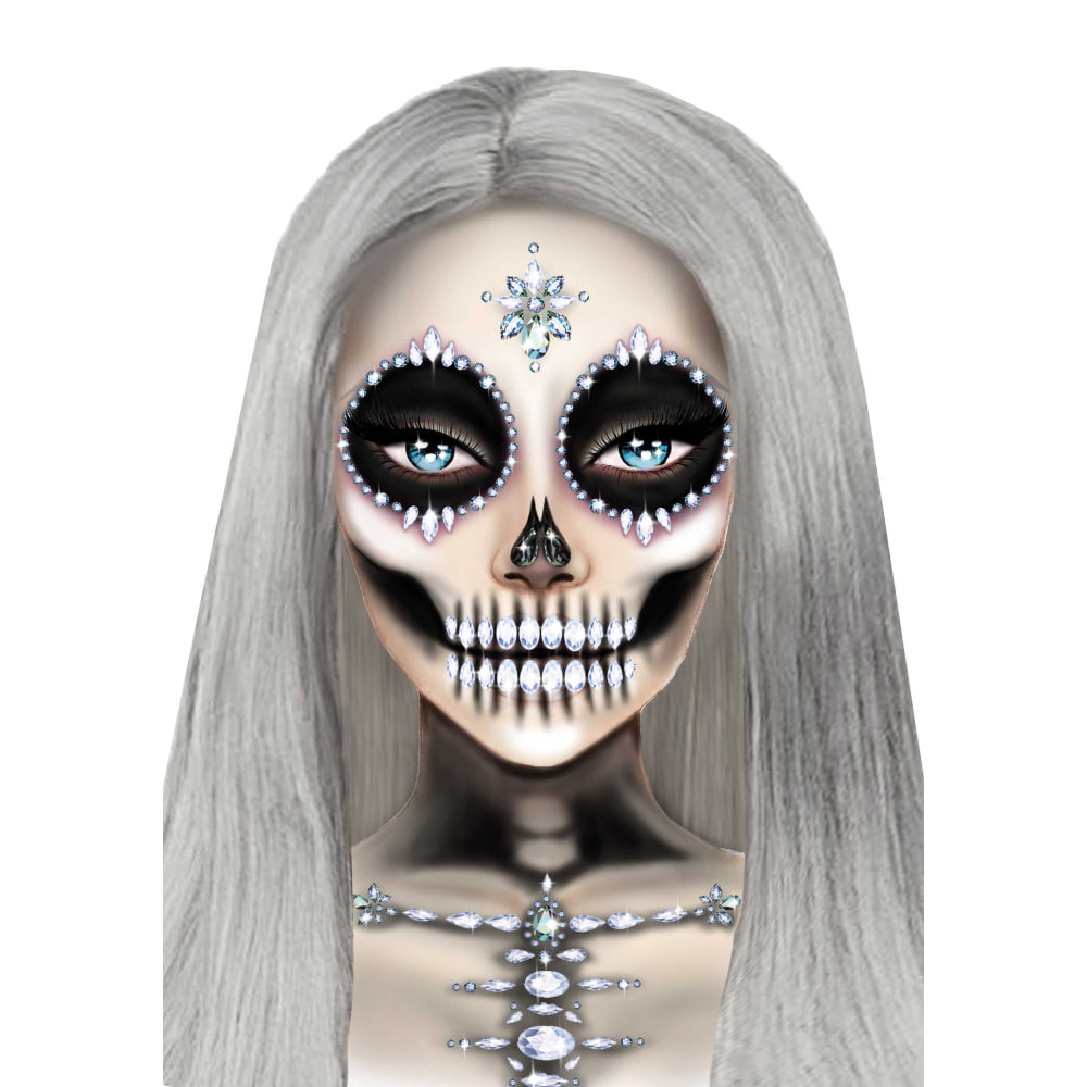 Маска скелета из страз Leg Avenue Skeleton, O/S, разноцветная, фото №2 — секс шоп Украина, NO TABOO