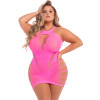 Платье-сетка эротическое Pink Lipstick, XL/3XL, с разрезами, розовое, фото №1 — секс шоп Украина, NO TABOO