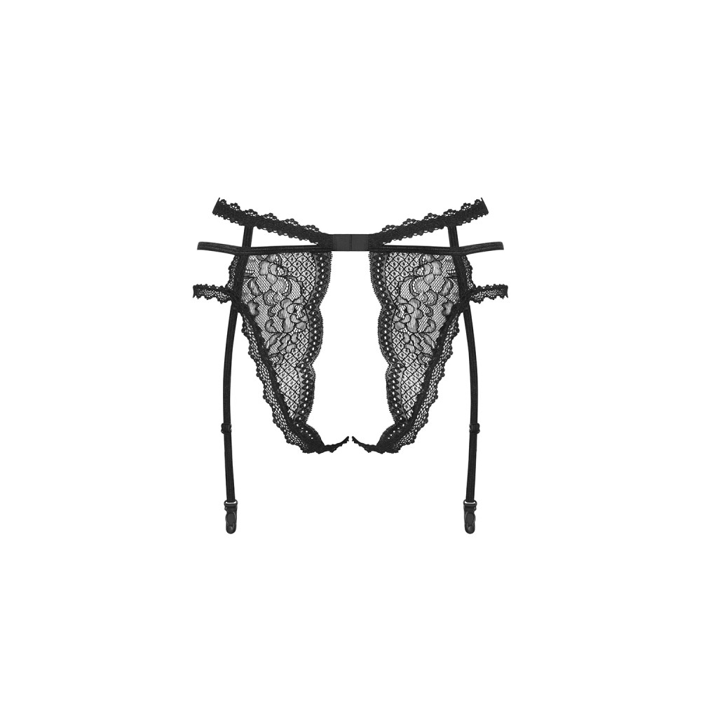 Сексуальный пояс для чулок Obsessive Pearlove, M/L, кружевной, с жемчугом, черный, фото №8 — секс шоп Украина, NO TABOO