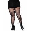  Сексуальные колготки Leg Avenue Sugar Skull, XL-XXL, в мелкую сетку, с черепами, черные, фото №2 — секс шоп Украина, NO TABOO