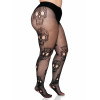  Сексуальные колготки Leg Avenue Sugar Skull, XL-XXL, в мелкую сетку, с черепами, черные, фото №3 — секс шоп Украина, NO TABOO
