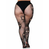  Сексуальные колготки Leg Avenue Sugar Skull, XL-XXL, в мелкую сетку, с черепами, черные, фото №4 — секс шоп Украина, NO TABOO