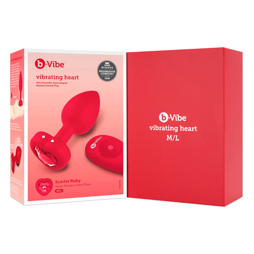 Анальная пробка, M/L, с дистанционным пультом B-Vibe с кристаллом в виде сердца, красная, 9.8 х 3.7 см фото №17 — секс игрушки: Украина, NO TABOO
