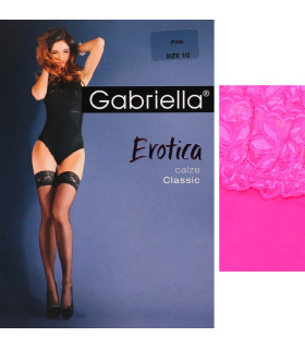 Сексуальні панчохи Gabriella, S/M, з мереживним рантом, рожеві - No Taboo