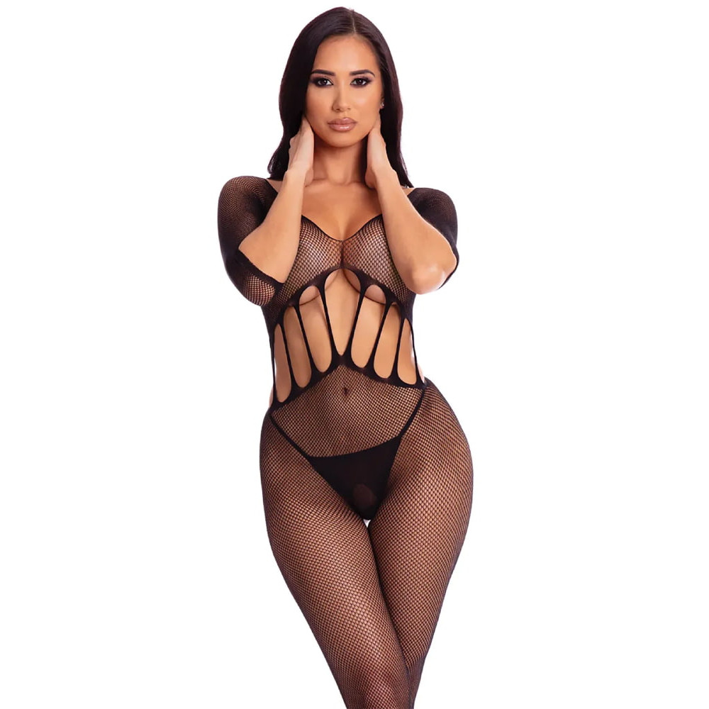 Эротический комбинезон Pink Lipstick Amplify Crotchless, O/S, в мелкую сетку, черный, фото №0 — секс шоп Украина, NO TABOO