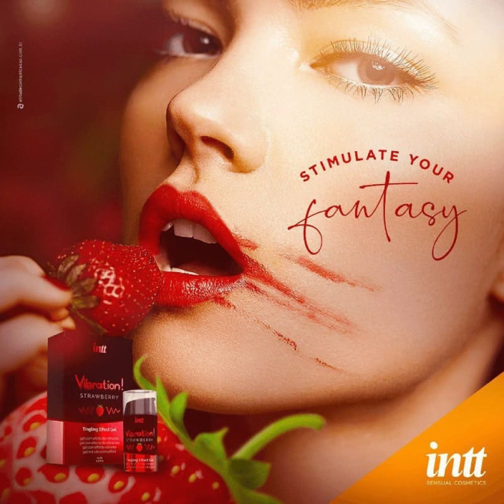 Жидкий вибратор Intt Vibration Strawberry, 15 мл, со вкусом клубники, фото №7 — секс шоп Украина, NO TABOO