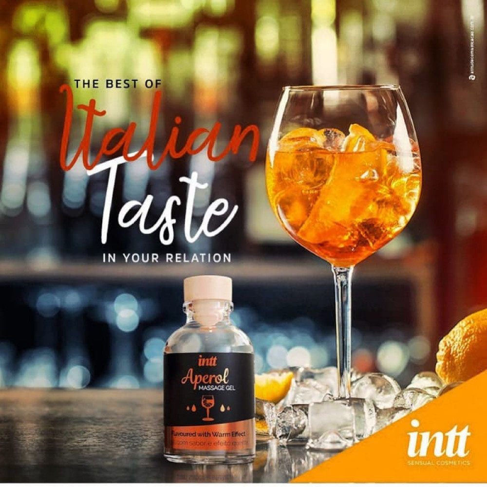 Массажный гель Intt Aperol, 30 мл, с разогревом, со вкусом апероля, фото №4 — секс шоп Украина, NO TABOO