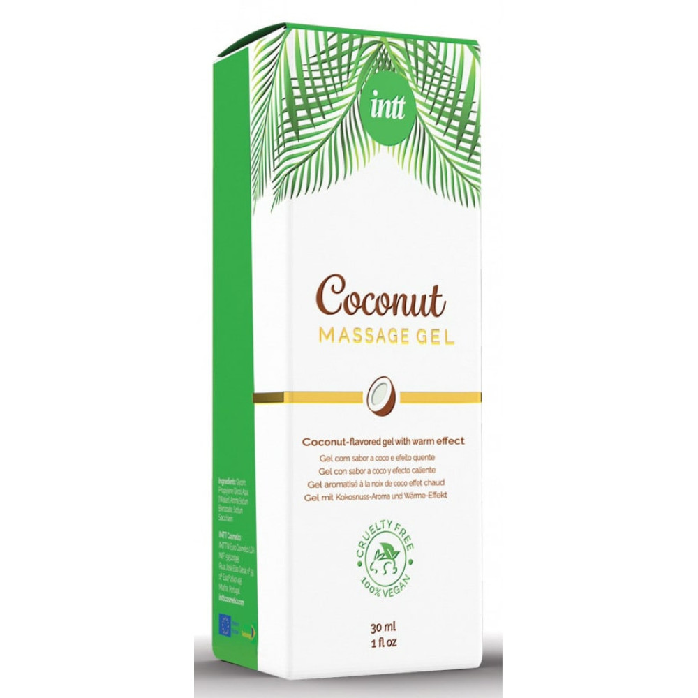 Массажный гель Intt Coconut (Vegan), 30 мл, с ароматом кокоса, с разогревающим эффектом, фото №3 — секс шоп Украина, NO TABOO
