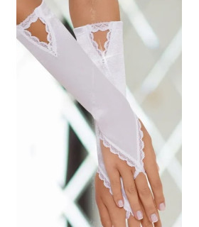 Сексуальны перчатки Soft Line 7710, O/S, с отрытыми пальцами, ажурные, белые - No Taboo