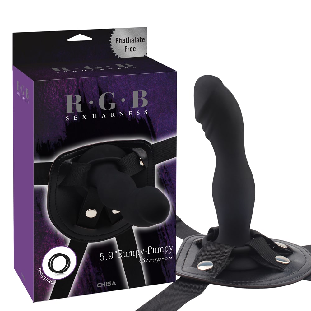 Страпон рельефный Chisa R.G.B. Rumpy-pumpy Strap-On черный, 15 х 3.5 см фото №0 — секс игрушки: Украина, NO TABOO
