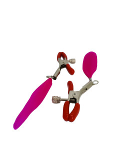 Затискачі на соски з пір'ячками Fetish Nipple clamps feather L червоні, 13.5 см - No Taboo