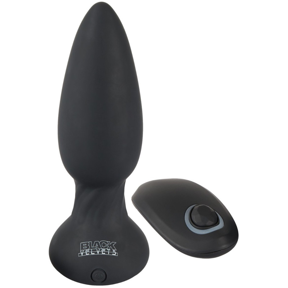 Анальная пробка с вибрацией Black Velvets RC Vibrating Plug с дистанционным пультом, черная, 14.2 х 4.1 см фото №0 — секс игрушки: Украина, NO TABOO