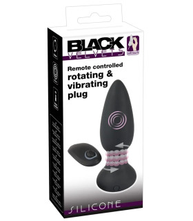 Анальная пробка с вибрацией и ротацией, Black Velvets RC Rotating & vi, с дистанционным пультом, черная, 14 х 4.2 см - No Taboo