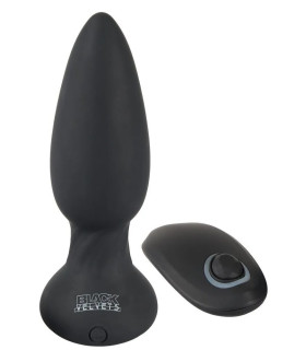 Анальная пробка с пульсацией Black Velvets Shaking Plug с дистанционным пультом, черная, 14.2 х 4.1 см - No Taboo