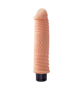 Вибратор реалистичный с рельефом Chisa Real Touch No.07 бежевый, 18.5 х 4 см - No Taboo