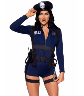Костюм сексуальной полицейской Leg Avenue Hottie Cop, XS, 6 предметов, синий - No Taboo