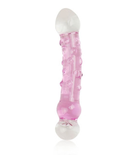 Фаллоимитатор нереалистичный LoveToy, рельефный, стеклянный, розовый, 17 х 3.5 см - No Taboo