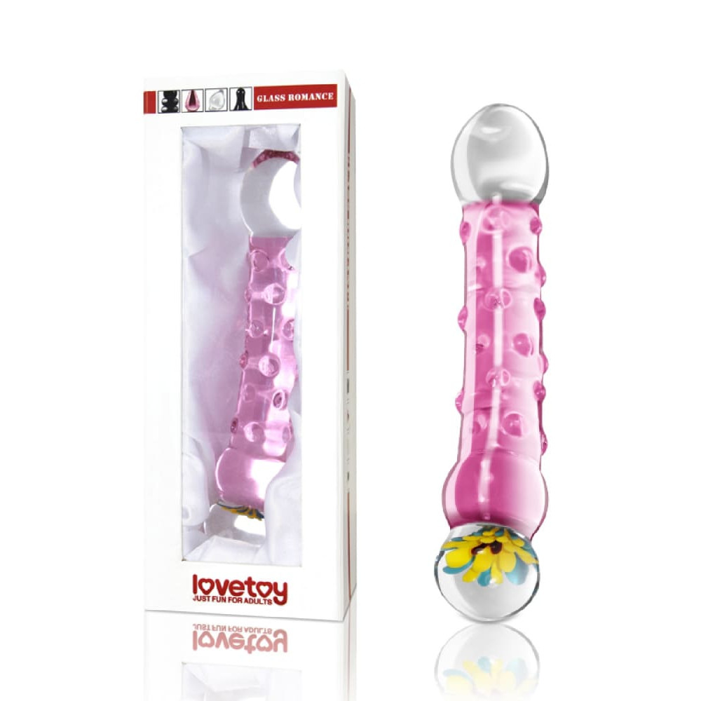 Фаллоимитатор нереалистичный LoveToy, рельефный, стеклянный, розовый, 17 х 3.5 см фото №0 — секс игрушки: Украина, NO TABOO