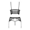 Сексуальный комплект Obsessive Lashy, L/XL, из трех частей, кружевной, черный, фото №6 — секс шоп Украина, NO TABOO