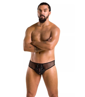 Сексуальные трусы Passion Men Richard, L/XL, в мелкую сетку, со шнуровкой, черные - No Taboo