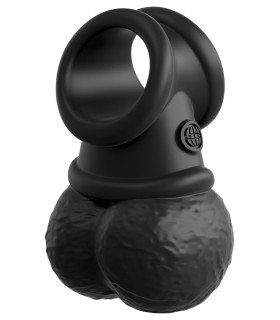 Вибронасадка для страпона Pipedream King Cock Elite мошонка, черная, 10,8 × 6,8 см - No Taboo