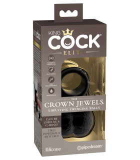 Вибронасадка для страпона Pipedream King Cock Elite мошонка, черная, 10,8 × 6,8 см - No Taboo