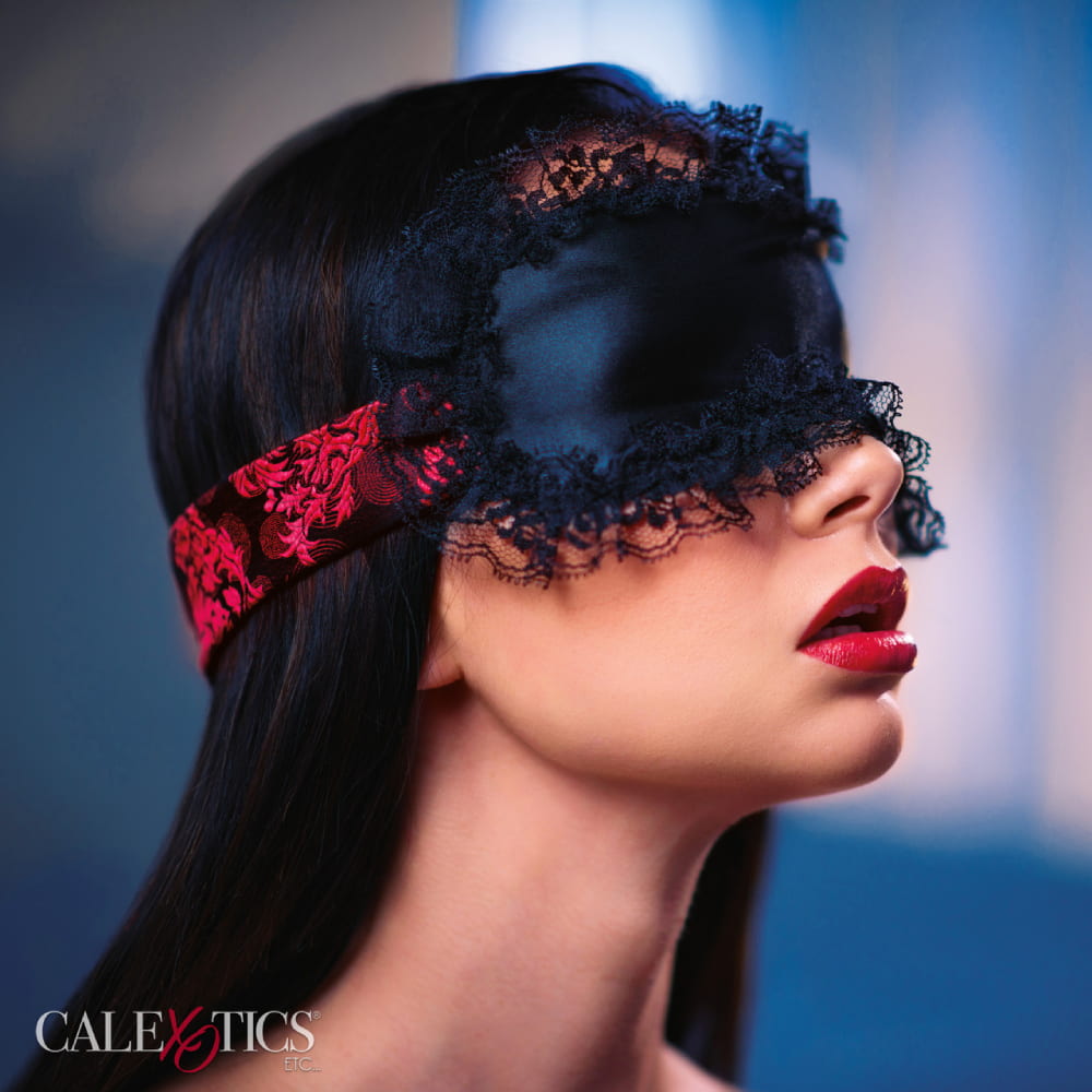 Маска на глаза с кружевом и лентами в узор Scandal California Exotic черно-красная, фото №7 — секс шоп Украина, NO TABOO