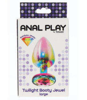 Анальная пробка со стразом, L, Twilight Booty Jewel, металлическая, разноцветная, 9.5 х 4.5 см - No Taboo