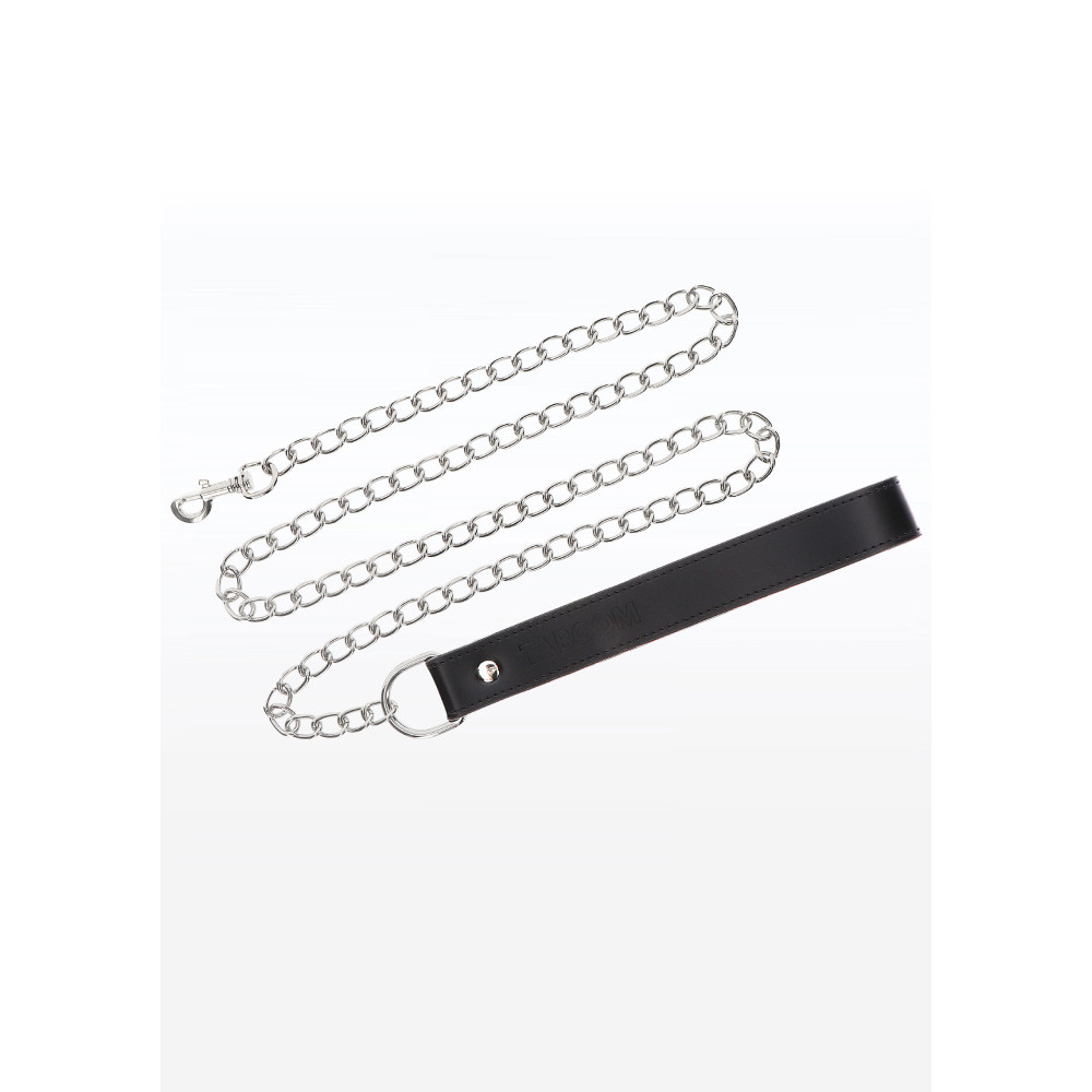 Поводок с черной петлей Taboom Chain Leash, серебристый, фото №2 — секс шоп Украина, NO TABOO