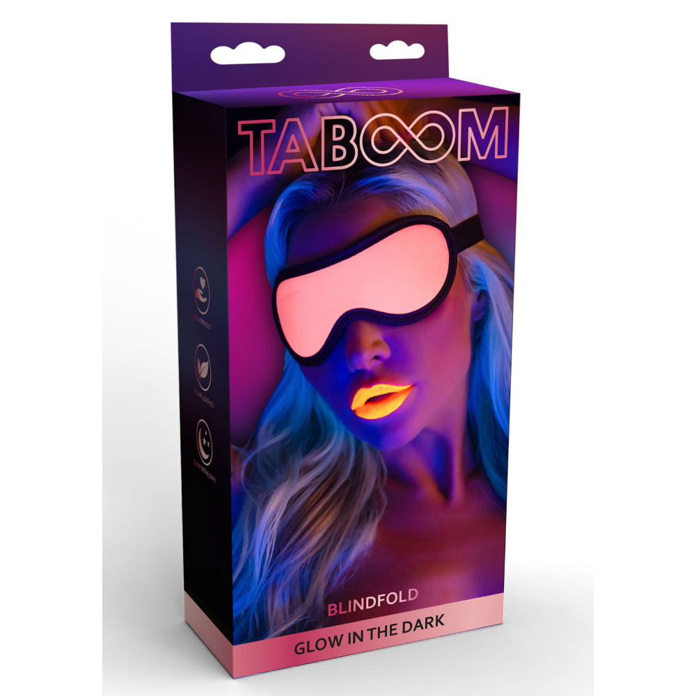 Маска с закрытыми глазами, светящаяся в темноте Taboom Glow In The Dark, розово-черная, фото №0 — секс шоп Украина, NO TABOO