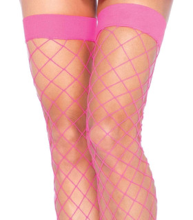 Эротические чулки в крупную сетку Leg Avenue розовые, O/S - No Taboo
