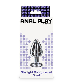 Анальная пробка с камнем, S, Starlight Booty, металлическая, серебристая, 7.2 х 2.7 см - No Taboo