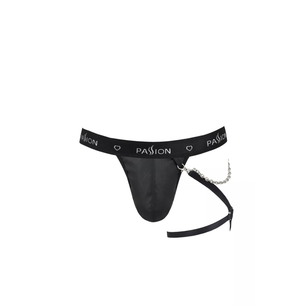 Сексуальные стринги Passion Men Bill, L/XL, с декором на бедро, черные, фото №3 — секс шоп Украина, NO TABOO