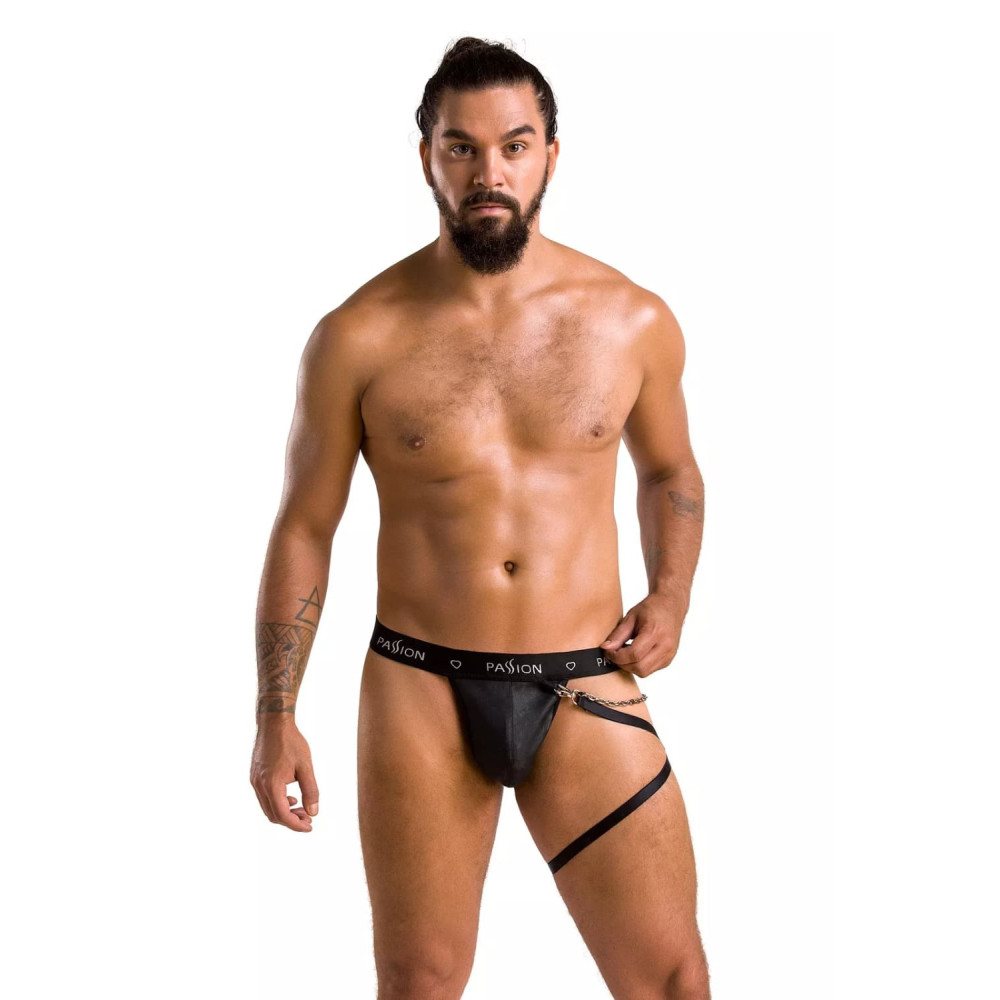 Сексуальные стринги Passion Men Bill, L/XL, с декором на бедро, черные, фото №0 — секс шоп Украина, NO TABOO