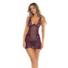 Сексуальная сорочка Rene Rofe Sneak Peak Chemise, S/M, полупрозрачный, кружевной, фиолетовая, фото №1 — секс шоп Украина, NO TABOO