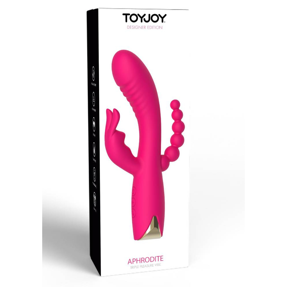 Вибратор-кролик рельефный с елочкой Aphrodite Toy Joy розовый, 21 х 3.7 см фото №2 — секс игрушки: Украина, NO TABOO