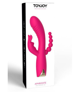 Вибратор-кролик рельефный с елочкой Aphrodite Toy Joy розовый, 21 х 3.7 см - No Taboo