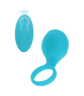 Эрекционное виброкольцо Toy Joy Tickle Brush с пультом, голубое, 8.2 х 3.5 см - No Taboo