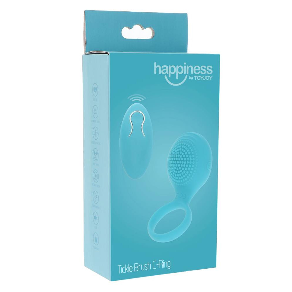 Эрекционное виброкольцо Toy Joy Tickle Brush с пультом, голубое, 8.2 х 3.5 см фото №2 — секс игрушки: Украина, NO TABOO