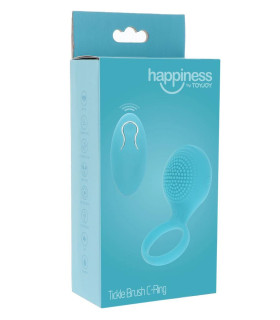 Эрекционное виброкольцо Toy Joy Tickle Brush с пультом, голубое, 8.2 х 3.5 см - No Taboo