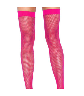 Чулки в сеточку Nylon Fishnet Thigh Highs розовые, O/S - No Taboo