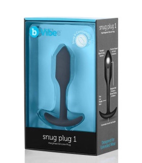 Анальная пробка со смещенным центром тяжести, S, B-vibe Snug Plug 1 черная, 8.6 х 2.2 см - No Taboo