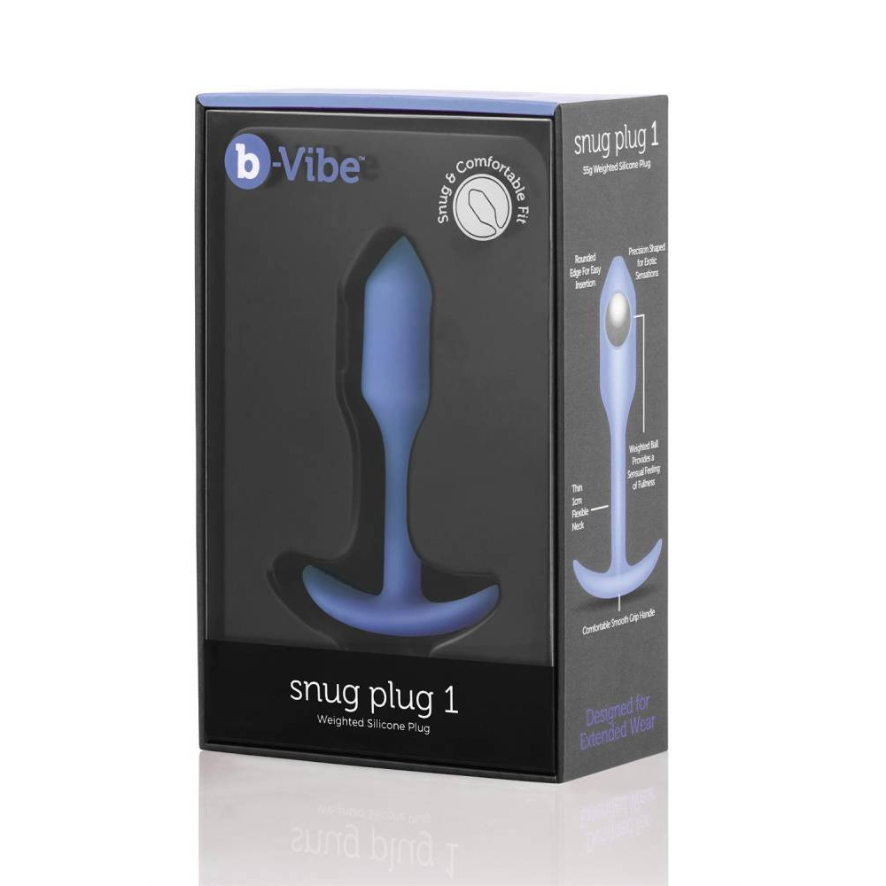 Анальная пробка со смещенным центром тяжести, S, B-vibe Snug Plug 1 лавандовая, 8.6 х 2.2 см фото №2 — секс игрушки: Украина, NO TABOO
