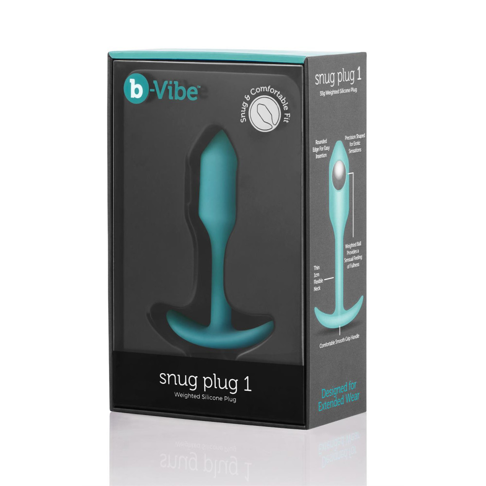 Анальная пробка со смещенным центром тяжести, S, B-vibe Snug Plug 1 мятная, 8.6 х 2.2 см фото №2 — секс игрушки: Украина, NO TABOO