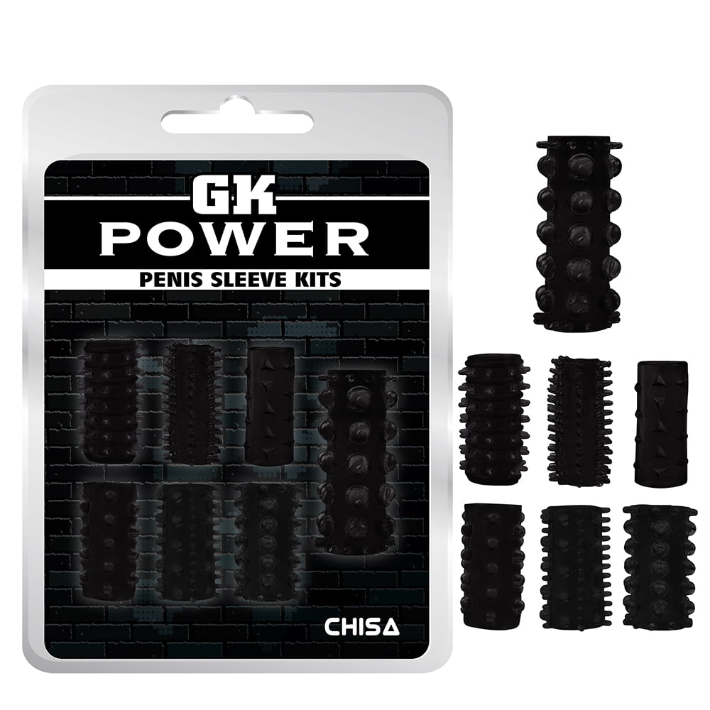 Набор насадок на член рельефных GK Power Chisa черный, 7 шт фото №0 — секс игрушки: Украина, NO TABOO