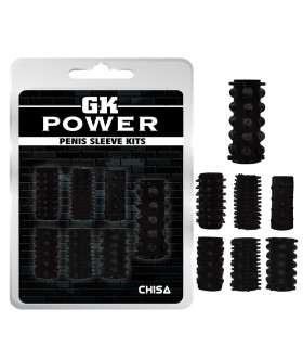 Набор насадок на член рельефных GK Power Chisa черный, 7 шт - No Taboo