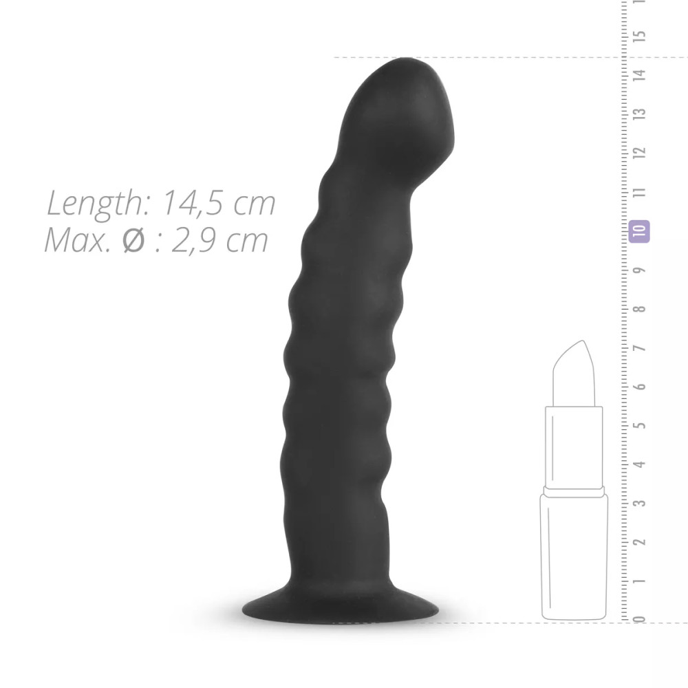 Страпон на ремнях Easytoys с волнистой насадкой, черный, 14.5 х 2.9 см фото №5 — секс игрушки: Украина, NO TABOO