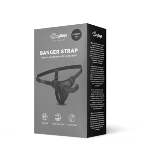Страпон с гладким фаллоимитатором Easytoys на ремнях, черный, 13.5 х 2.7 см - No Taboo